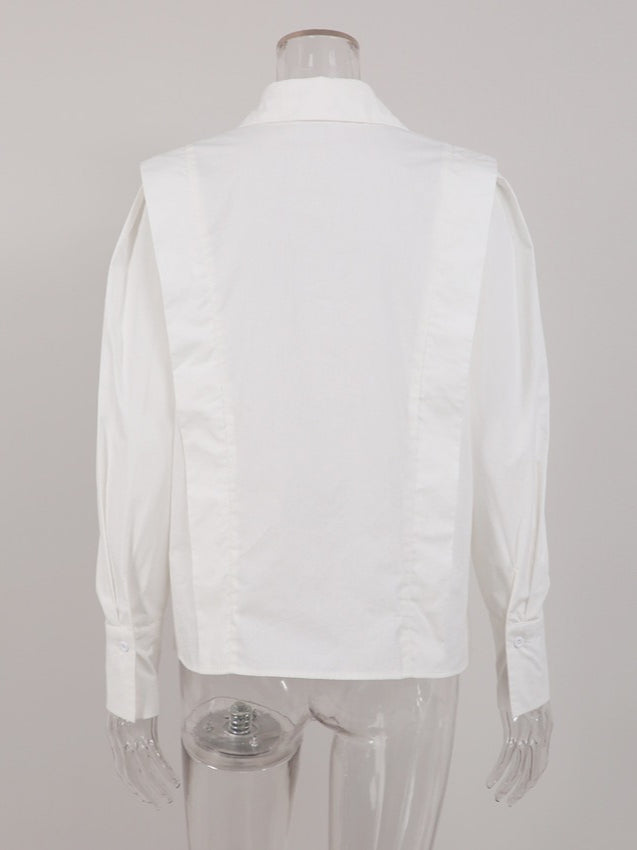French Sharp Shoulder Slimming Shirt Women N6C136