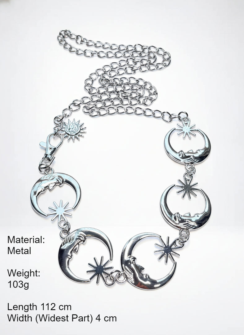 Star Moon Silver Metal Waist Chain Women N6C159