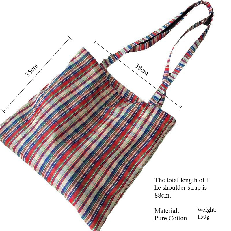 Retro Tartan Crossbody Bag Pure Cotton S5P271