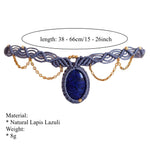 Load image into Gallery viewer, Lapis Lazuli Beaded Choker Bohemian Stone Necklace S5P188