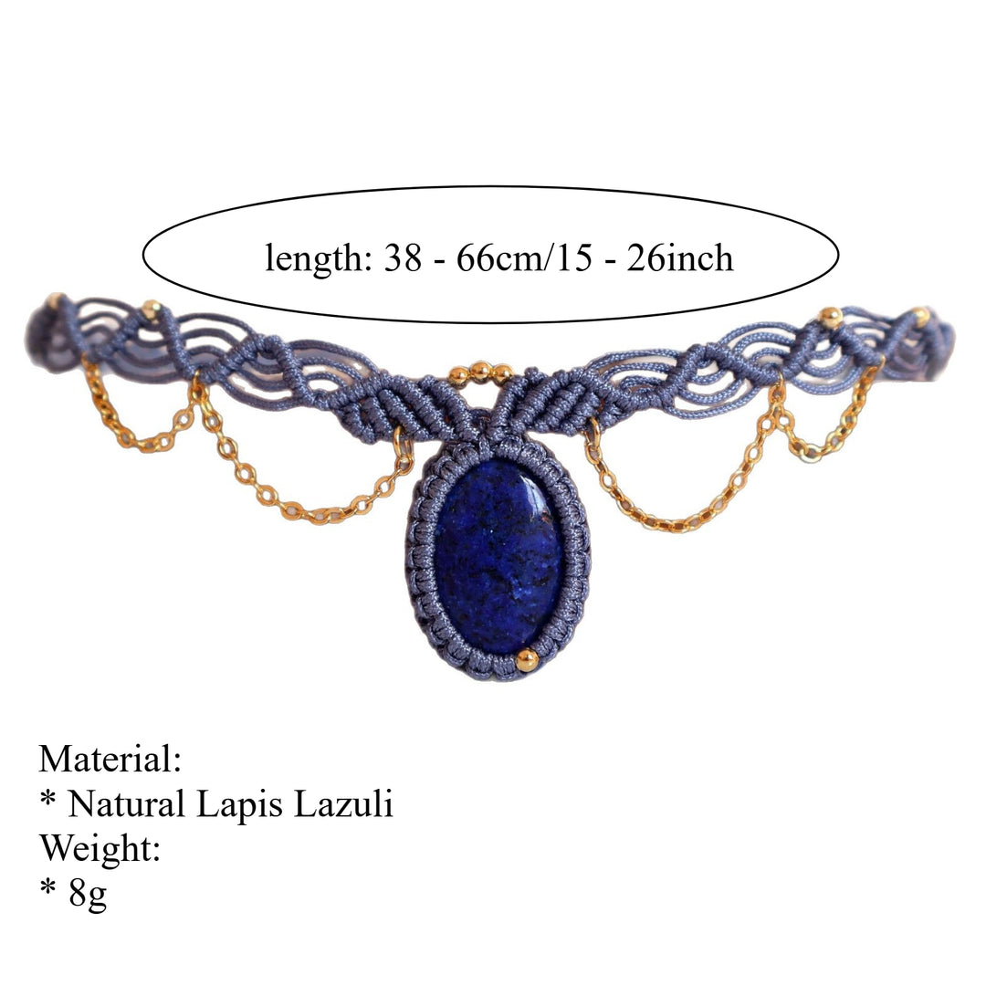 Lapis Lazuli Beaded Choker Bohemian Stone Necklace S5P188