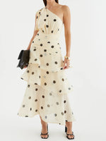 Load image into Gallery viewer, Polka Dot Off Shoulder Tiered Dress N6F032