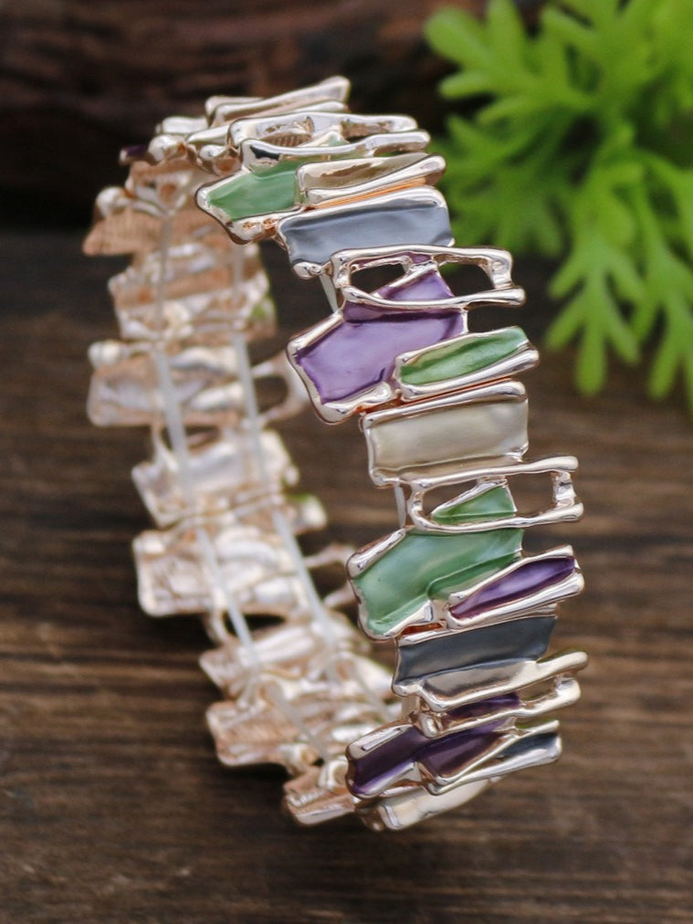 Color Drip Hand-Painted Geometric Stretch Bangle N6C213