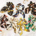 Load image into Gallery viewer, Pearl Pendant Big Scrunchie Bow Hair Tie Women N6H192