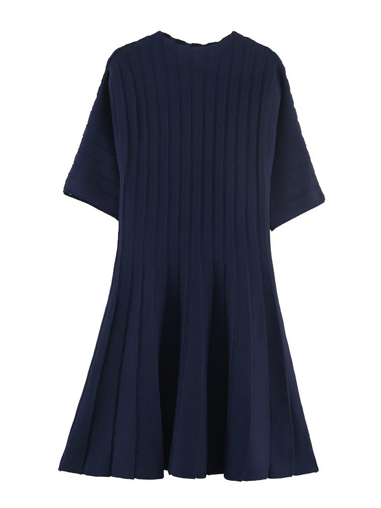 Knit Round Neck Short Sleeve Dress Women N6C270