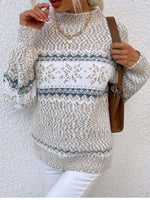 Load image into Gallery viewer, Half High Collar Snowflake Rabbit Hair Knit Sweater N6H258