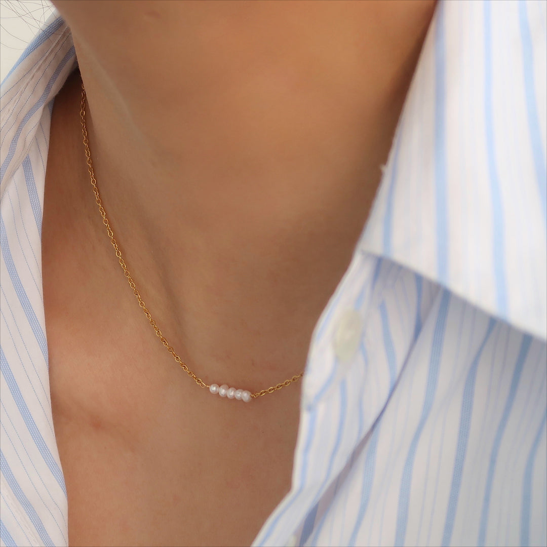 Natural Rice Pearl Minimalist Choker Necklace Women N6H173