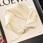 Load image into Gallery viewer, Womens Pearl Magnetic Clasp Floral Skinny Scarf N6K281