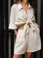 Load image into Gallery viewer, Cotton Shirt Short Set Lightweight Options N5Z855
