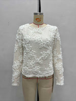 Load image into Gallery viewer, Lace Relief Knit Cardigan Back Cutout Tie N6F184