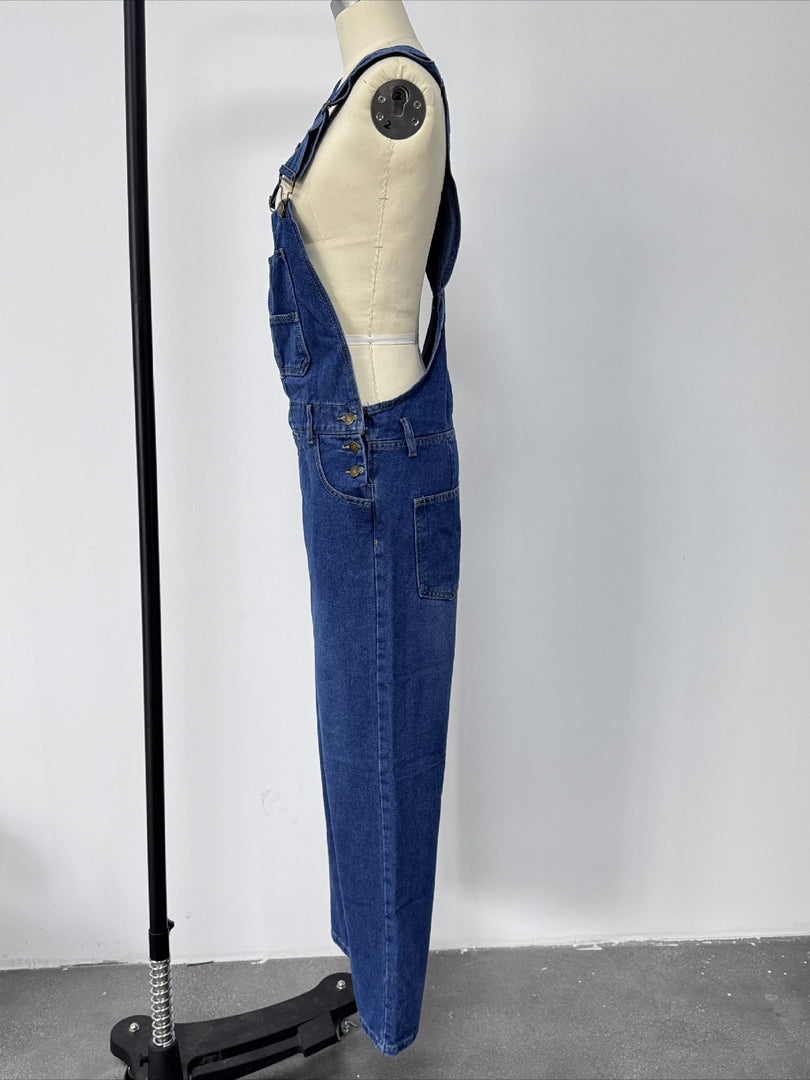 Relaxed Washed Denim Overalls Women N6D151