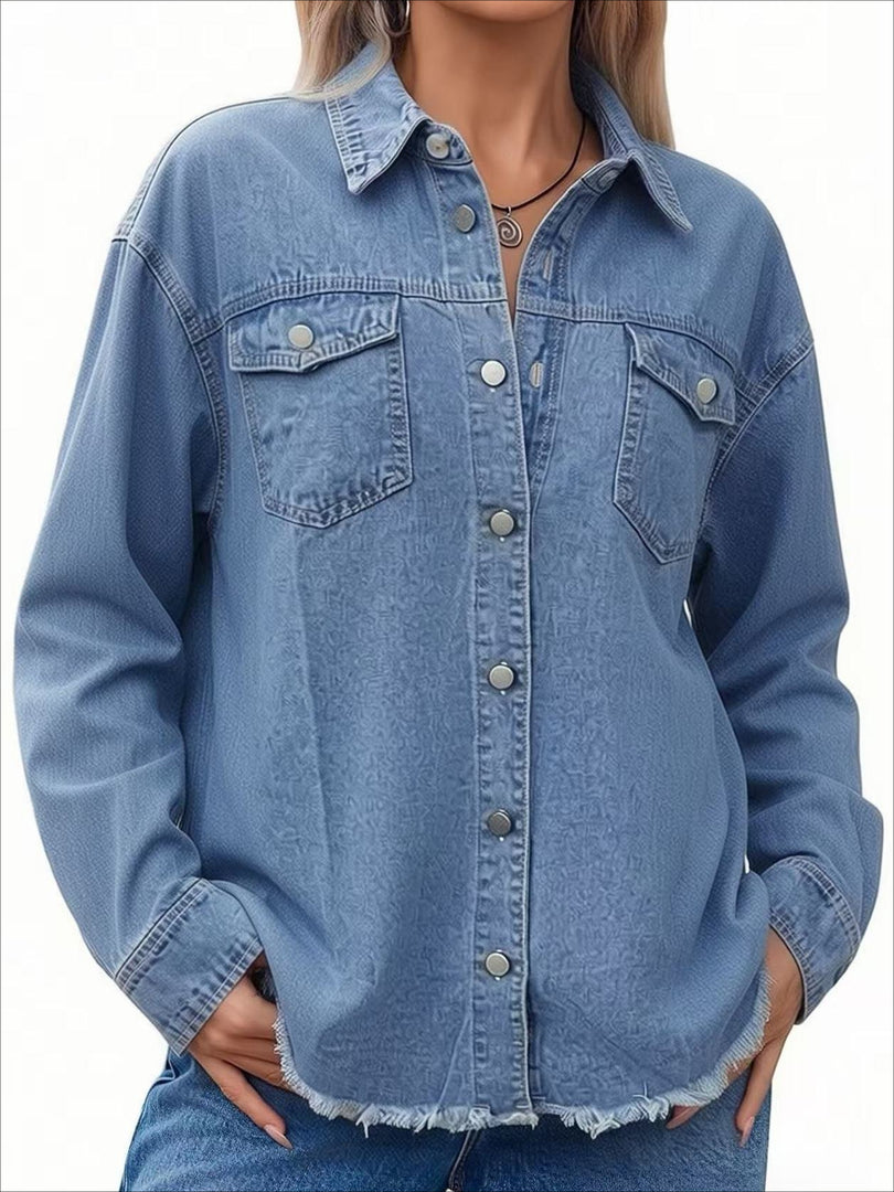 Vintage Washed Denim Jacket Women N6D167