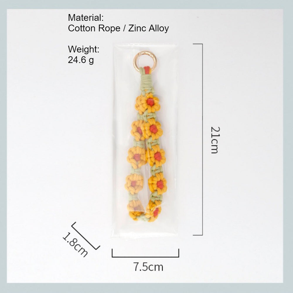 Daisy Flower Keychain Handwoven Wristlet Spring Coil N6G040