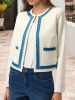 Load image into Gallery viewer, Design Round Neck Vintage Frayed Edge Short Jacket N5A051
