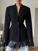 Load image into Gallery viewer, Lace Trim Tailored Blazer Women N6C140