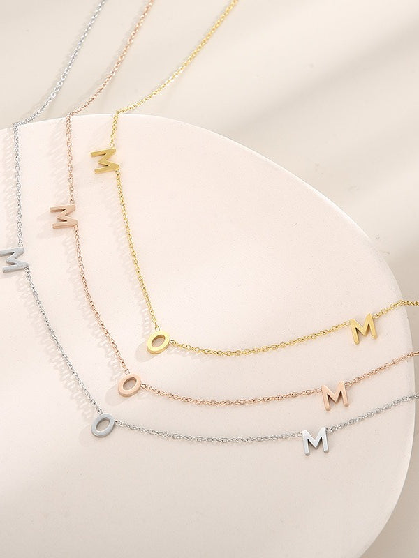 MOM Pendant Titanium Steel Necklace Women N6D539