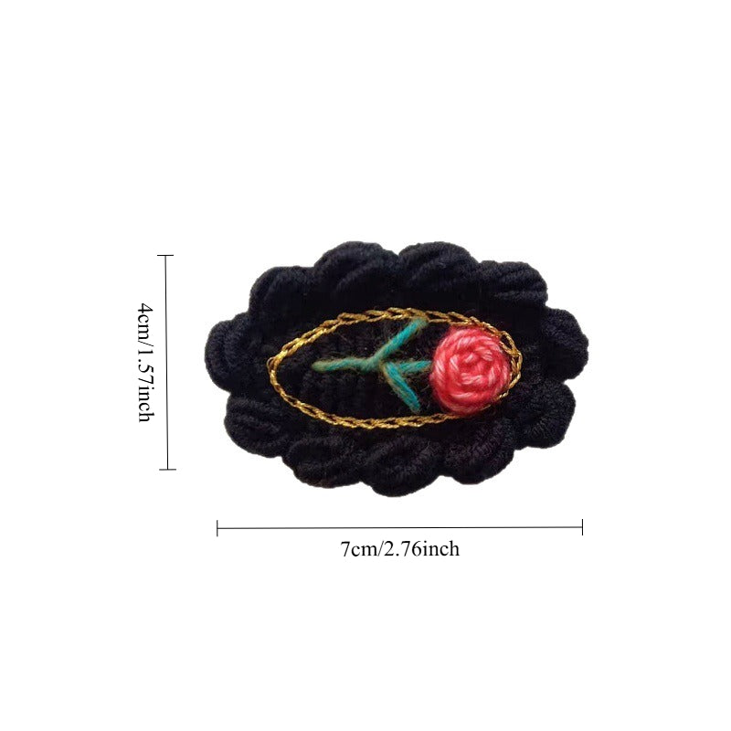 Womens Handmade Knit Rose Hair Clip N6K314