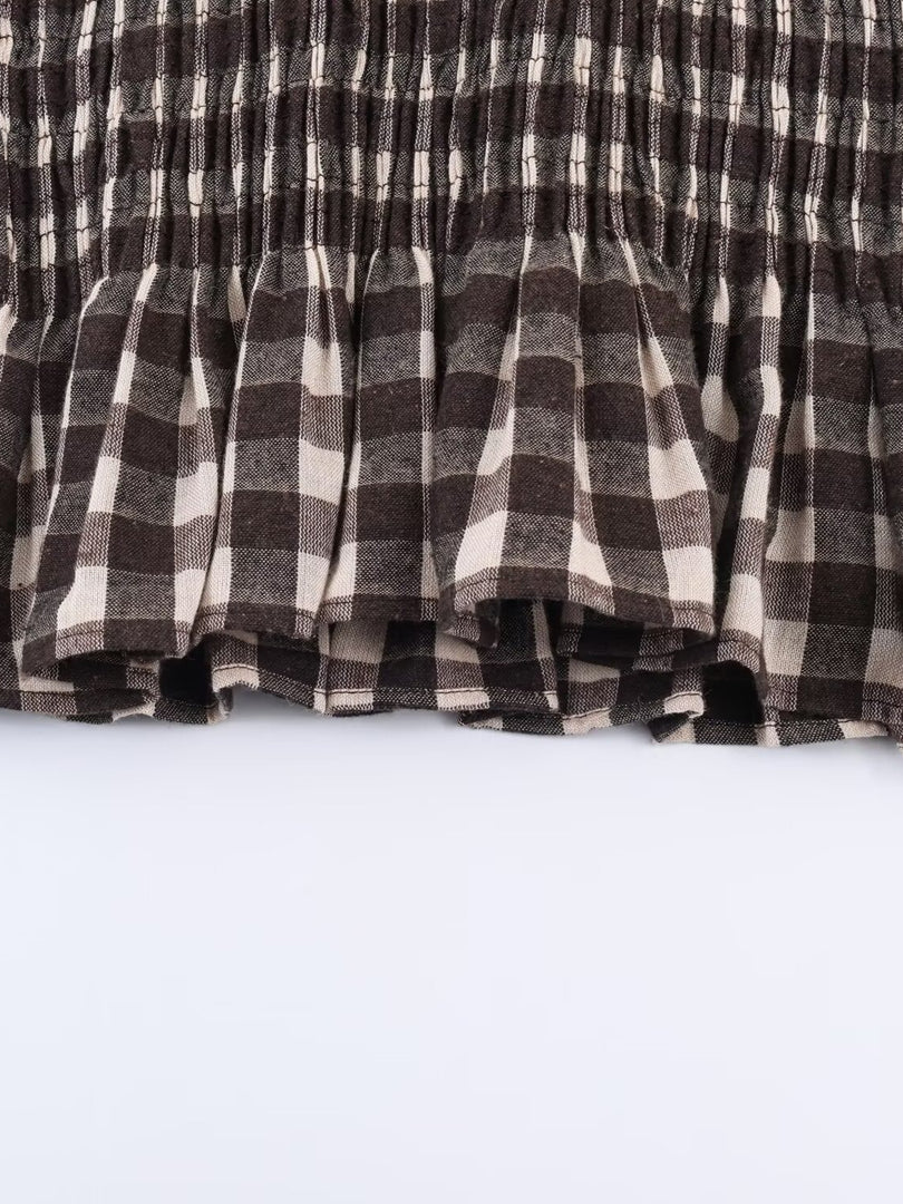 Honeycomb Check Pullover Shirt Women N6C094