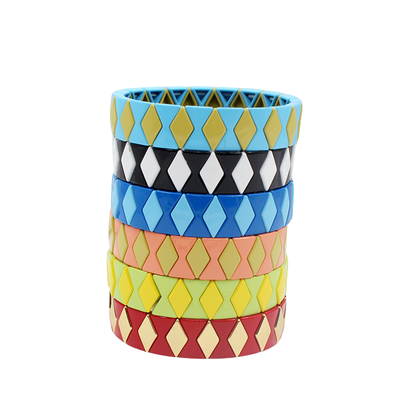 Geometric Diamond Bead DIY Chain Alloy Enamel  S5P260
