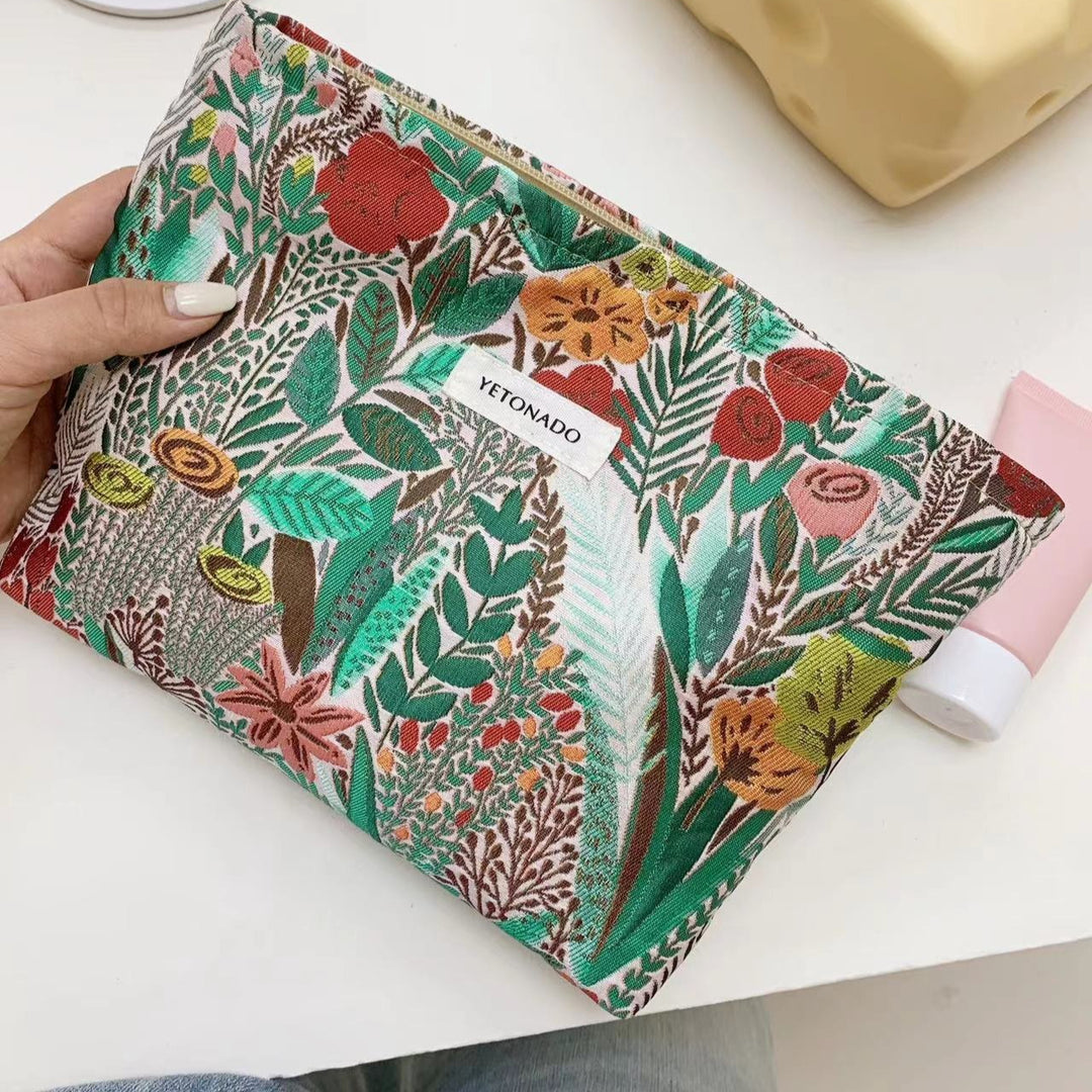 Womens Floral Embroidered Polyester Cosmetic Bag N6K116