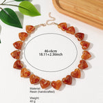 Load image into Gallery viewer, Statement Resin Heart Pendant Necklace Long Chain N6H101