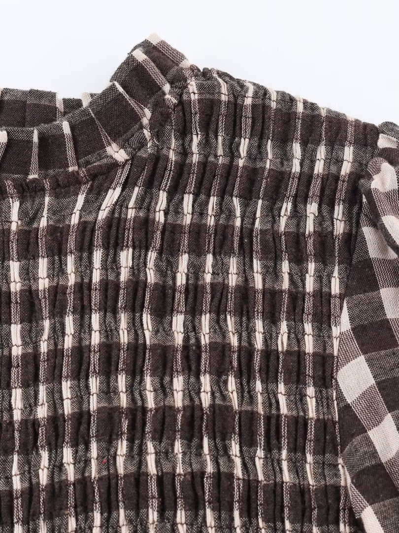 Honeycomb Check Pullover Shirt Women N6C094