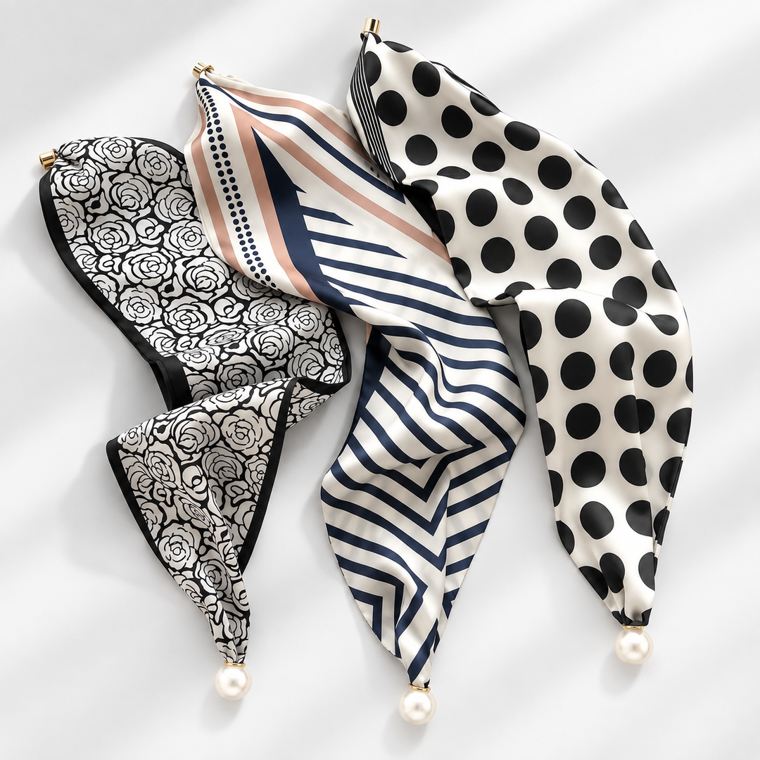 Women's Polyester Faux Silk Polka Dot Neck Scarf N6J147
