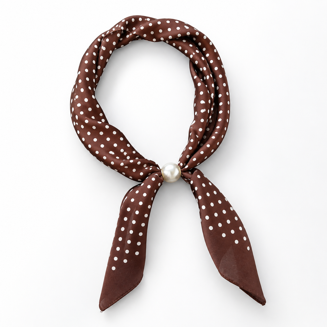 Women's Faux Silk Pearl Magnetic Neck Scarf N6J152