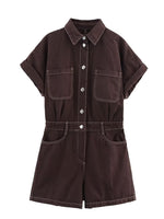 Load image into Gallery viewer, Pocket Detail Denim Short Jumpsuit N6F001