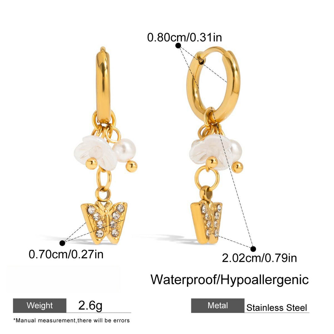 Simulated Pearl Studs Steel Mirror-Polished S5P149