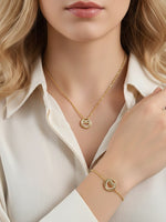 Load image into Gallery viewer, Copper Gold Plated MOM Heart Zircon Bracelet Necklace N6D523
