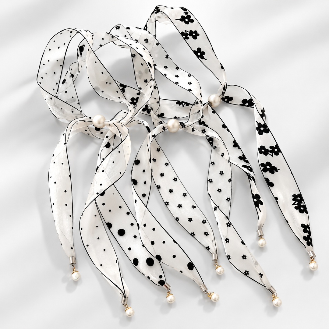 Women's Polyester Pearl Charm Neck Scarf N6J146