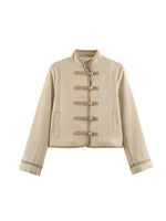 Load image into Gallery viewer, Loose Fit Knot Button Stand Collar Jacket Women N6H127