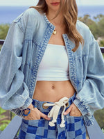 Load image into Gallery viewer, Washed Denim Jacket Women Light Blue Zip Front N5A110
