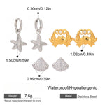 Load image into Gallery viewer, Geometric Zircon Studs Steel Gold-Plated S5P148