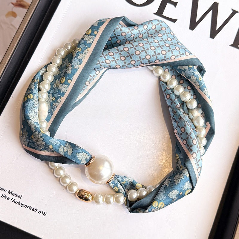 Womens Pearl Magnetic Clasp Slim Scarf N6K256