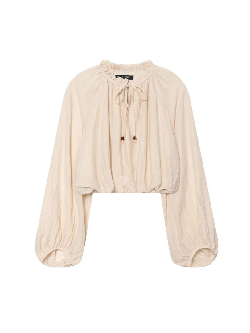 Ruffle Oversized Long Sleeve Blouse Skirt Set N6F212