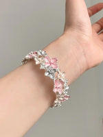 Load image into Gallery viewer, Enamel Cherry Blossom Stretch Bangle Women N6C215