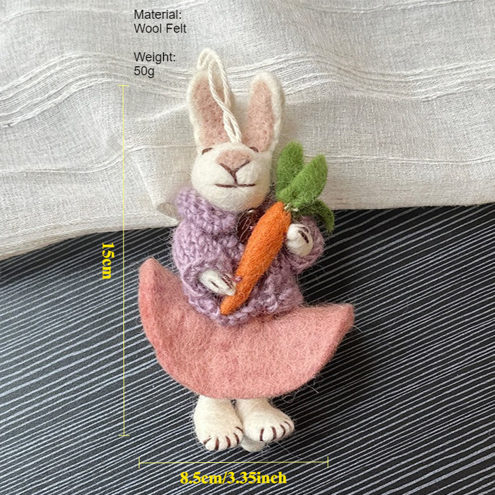 Handmade Felt Rabbit Keychain Balloon Bunny Bag Charm N6G002
