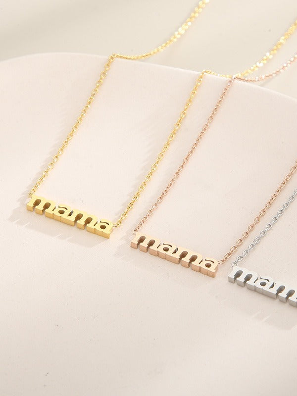 Titanium Steel Mama Pendant Necklace Women N6D530