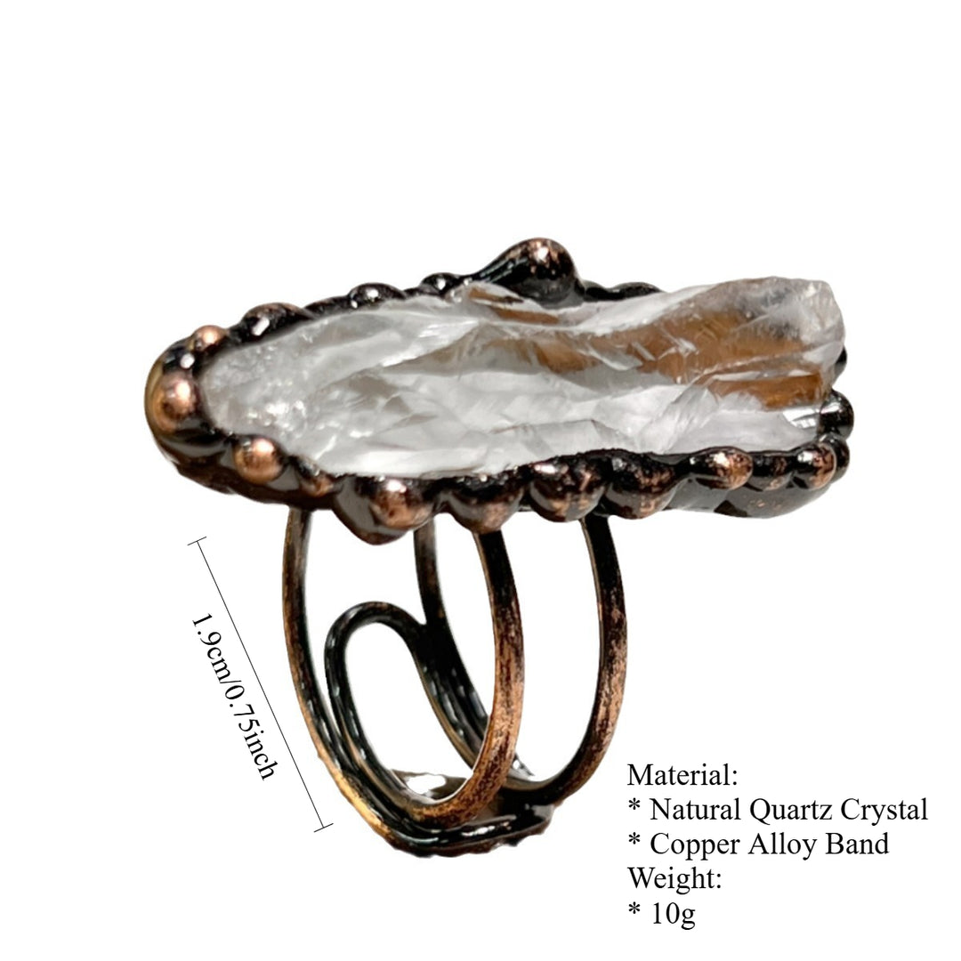 Antique Raw Crystal Adjustable Ring Copper Setting S5P184