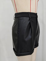 Load image into Gallery viewer, High Waist PU Leather Shorts Women Office N6B182