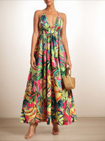 Load image into Gallery viewer, Sexy Print V Neck Slip Dress Women N6C247