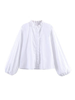 Load image into Gallery viewer, Ruffle Detail Poplin Crop Shirt Women N6C103