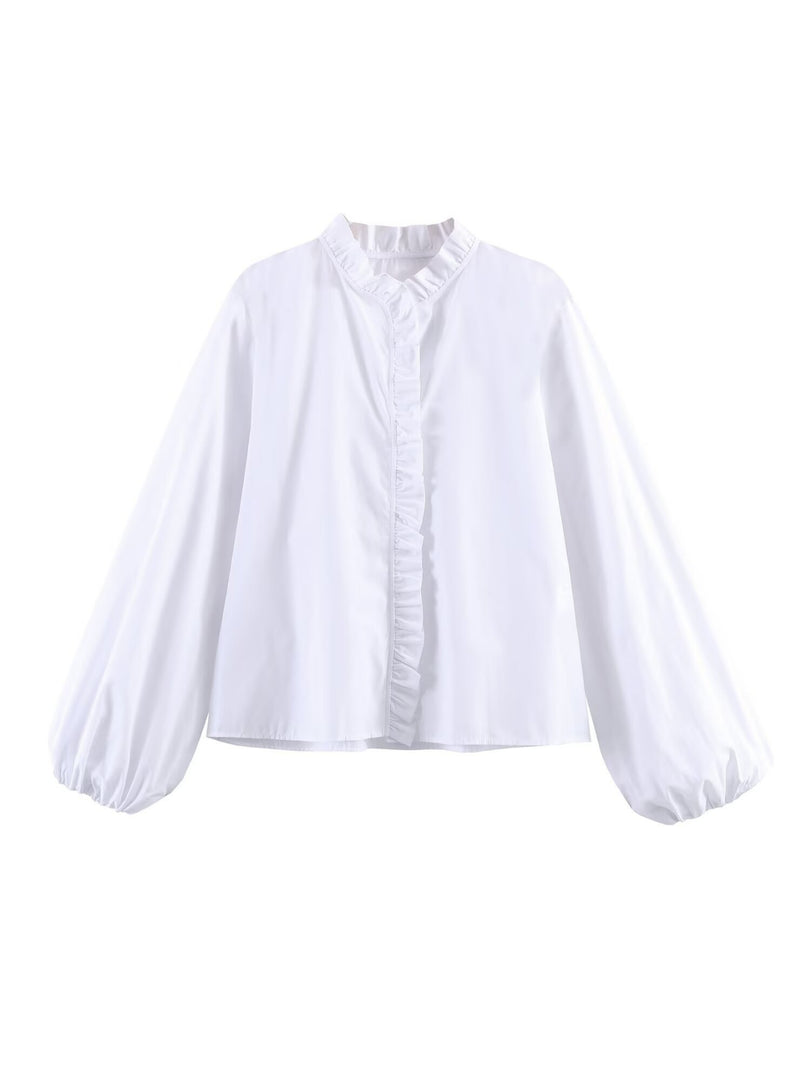 Ruffle Detail Poplin Crop Shirt Women N6C103