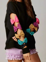 Load image into Gallery viewer, Bow Sequins Long Sleeve Womens Sweatshirt N5A039
