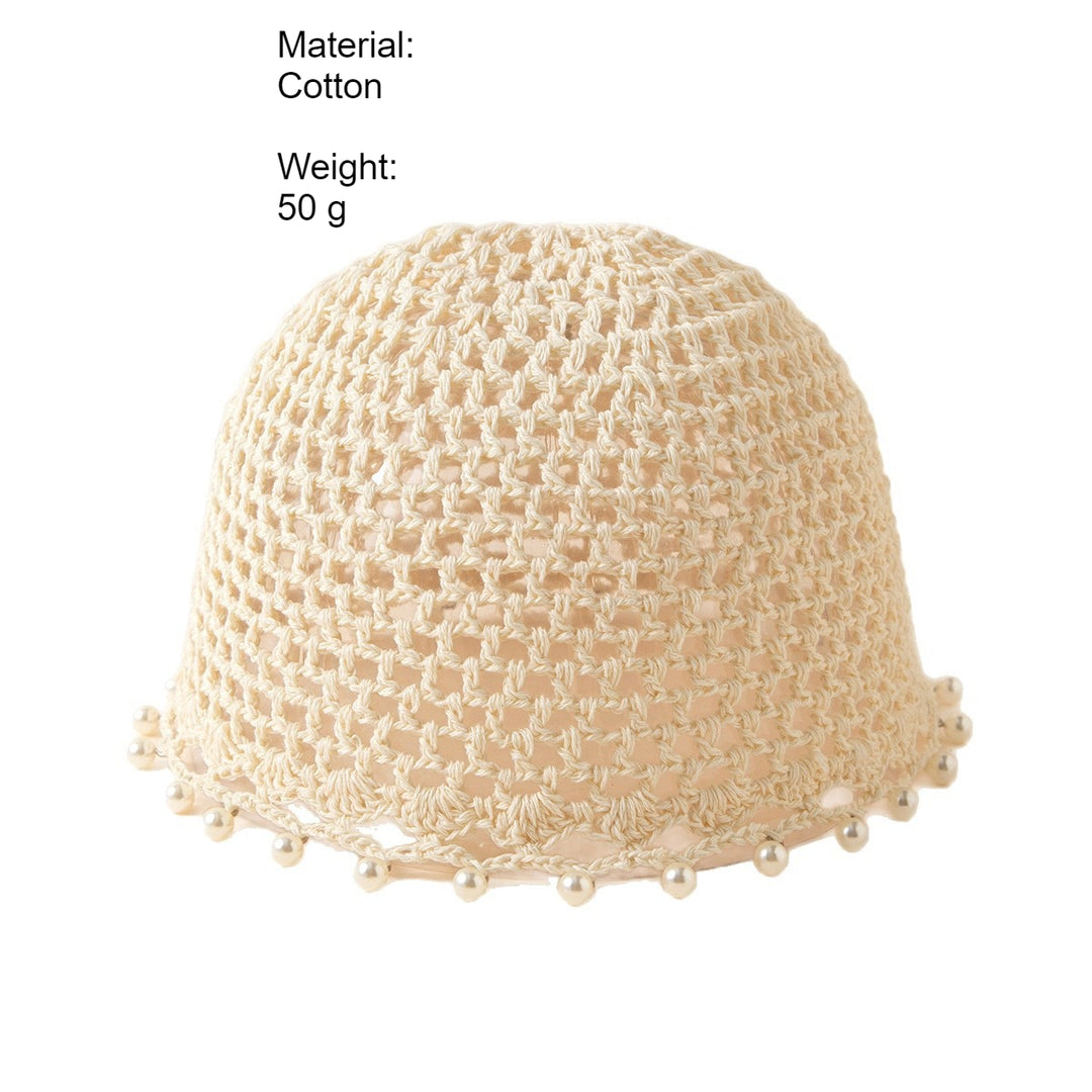 Hand Crochet Pearl Cotton Cap Women N6G214