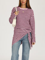 Load image into Gallery viewer, Striped Shawl Neck Round Neck Oversized Sweater Women N6H288