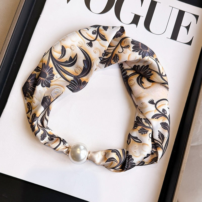 Womens Pearl Magnetic Clasp Slim Scarf N6K257