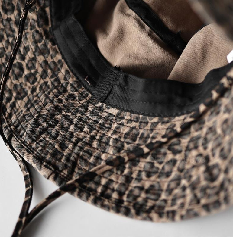 Leopard Print Fisherman Hat Lambswool Sun Protection N6C086